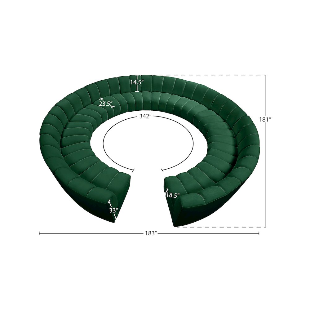 Infinity Green Velvet 12pc. Modular Sectional