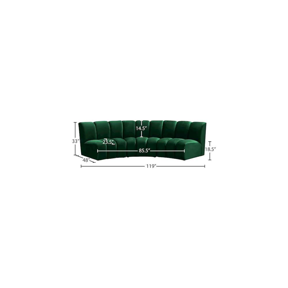 Infinity Green Velvet 3pc. Modular Sectional