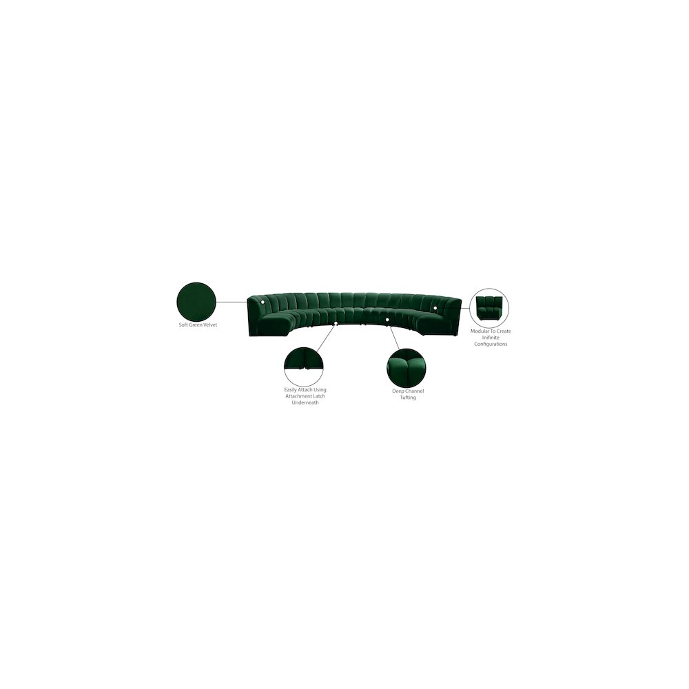 Infinity Green Velvet 7pc. Modular Sectional