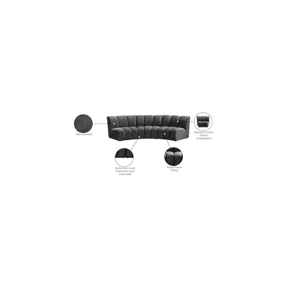Infinity Grey Velvet 3pc. Modular Sectional