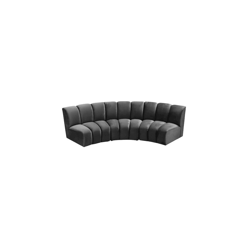 Infinity Grey Velvet 3pc. Modular Sectional