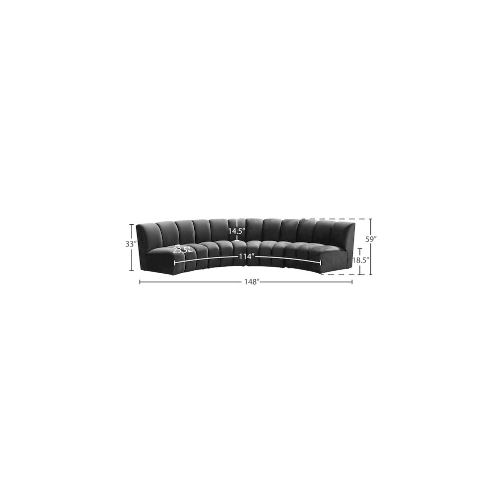 Infinity Grey Velvet 4pc. Modular Sectional