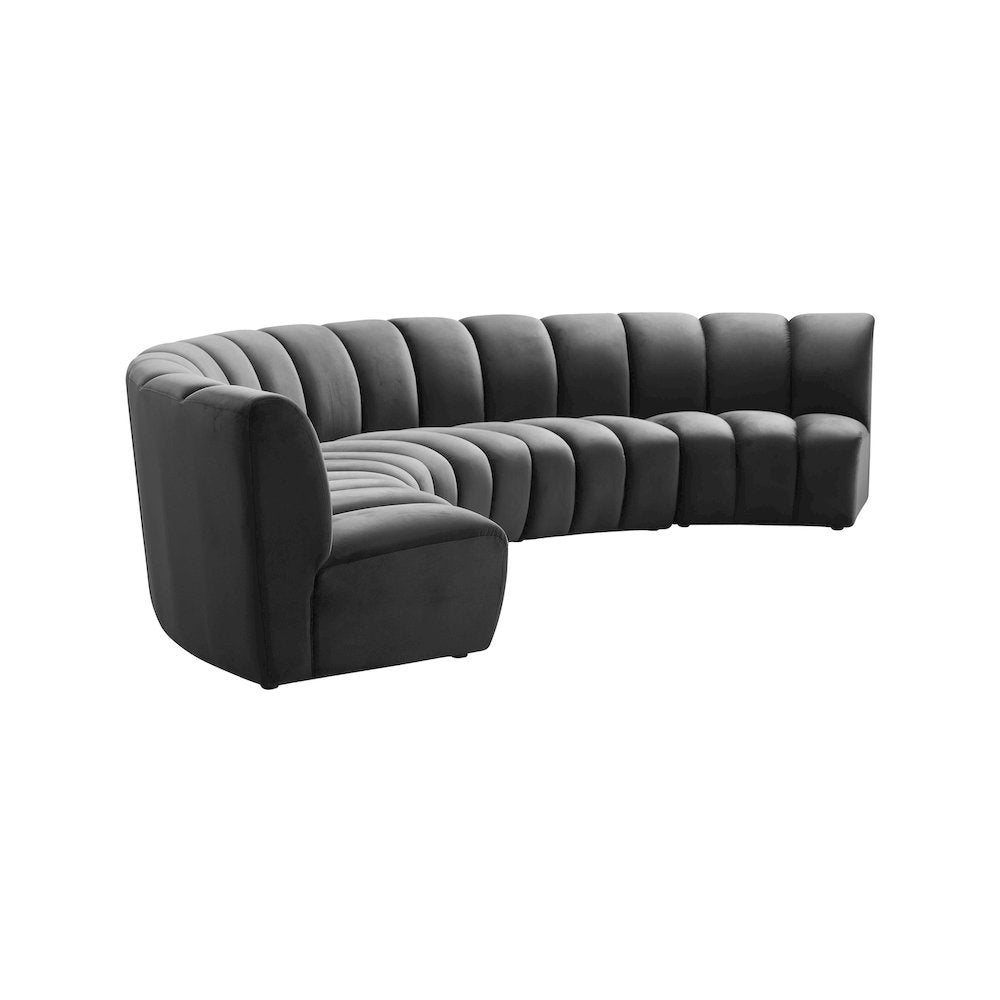 Infinity Grey Velvet 5pc. Modular Sectional