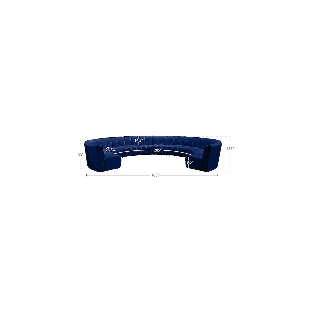 Infinity Navy Velvet 10pc. Modular Sectional