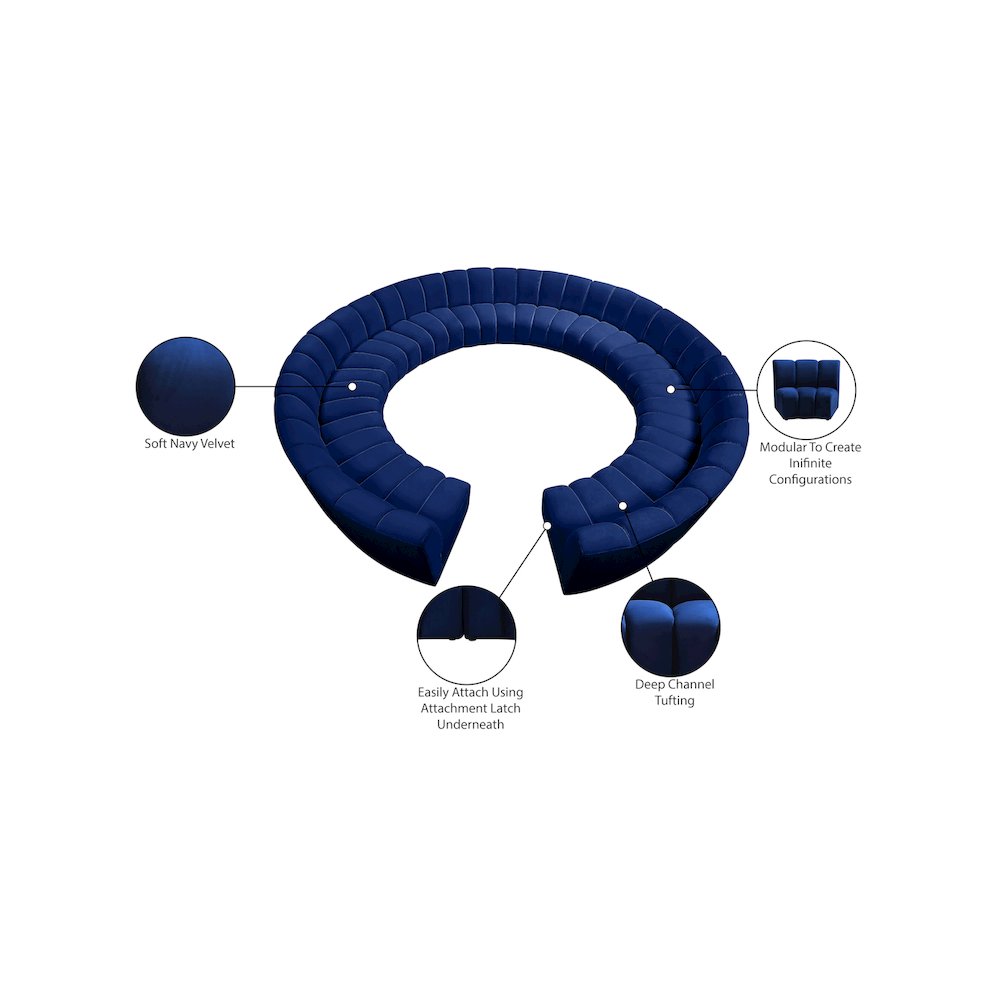 Infinity Navy Velvet 12pc. Modular Sectional