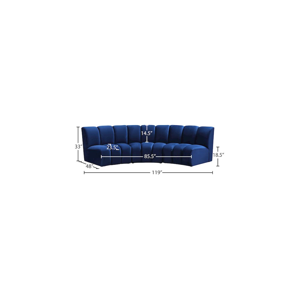 Infinity Navy Velvet 3pc. Modular Sectional