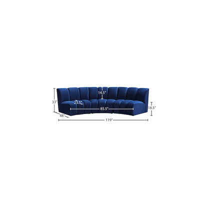 Infinity Navy Velvet 3pc. Modular Sectional
