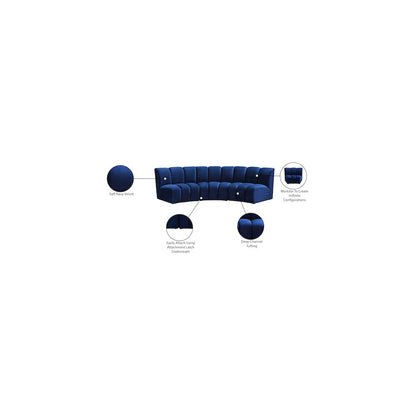 Infinity Navy Velvet 3pc. Modular Sectional