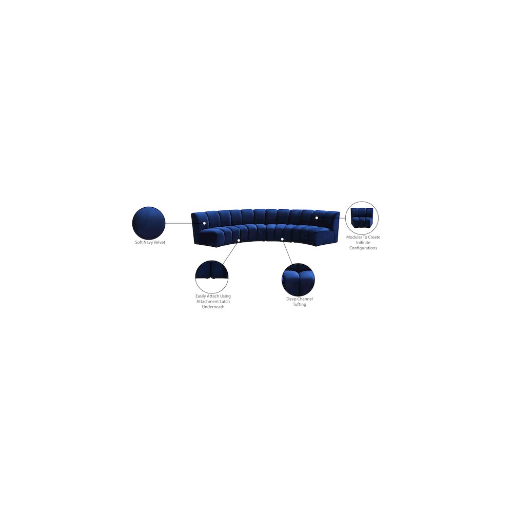 Infinity Navy Velvet 4pc. Modular Sectional