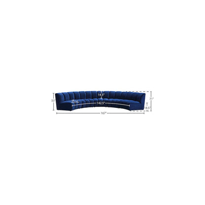 Infinity Navy Velvet 5pc. Modular Sectional
