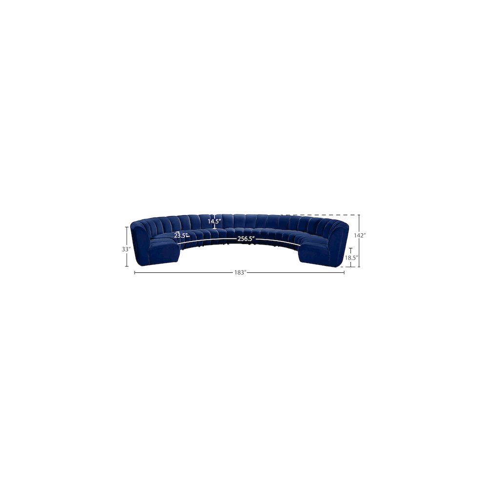 Infinity Navy Velvet 9pc. Modular Sectional