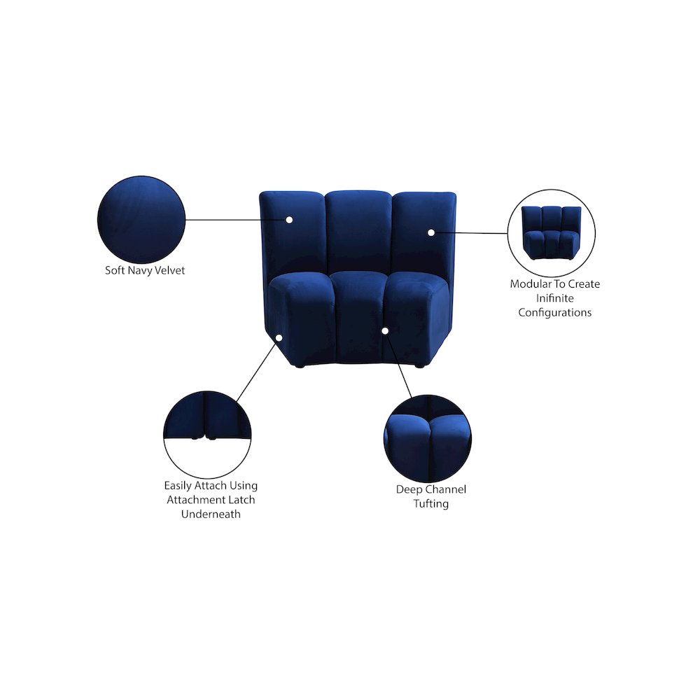 Infinity Navy Velvet Modular Chair
