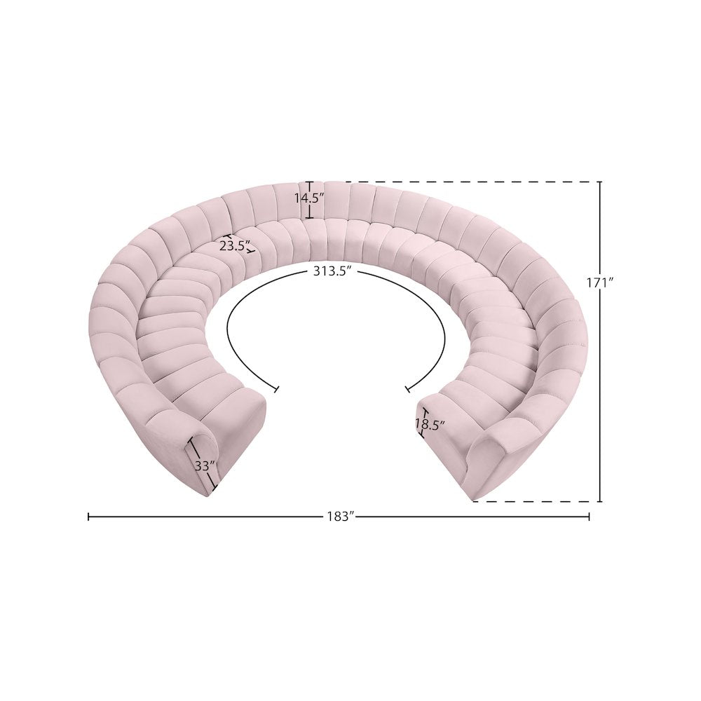 Infinity Pink Velvet 11pc. Modular Sectional