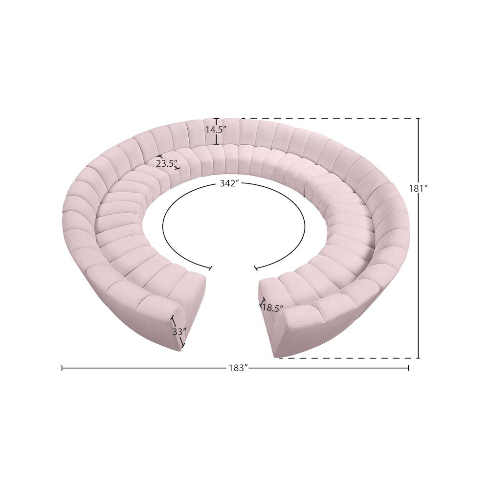 Infinity Pink Velvet 12pc. Modular Sectional