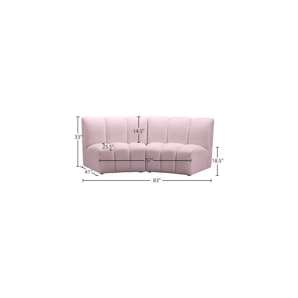 Infinity Pink Velvet 2pc. Modular Sectional