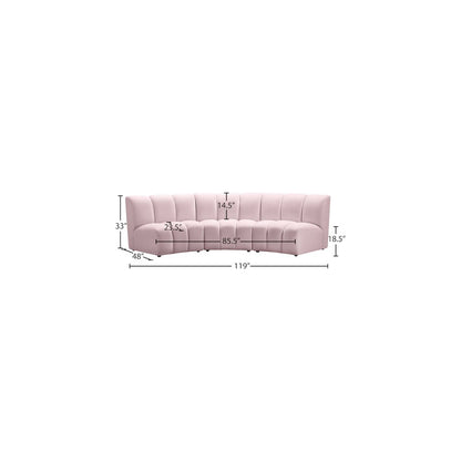 Infinity Pink Velvet 3pc. Modular Sectional