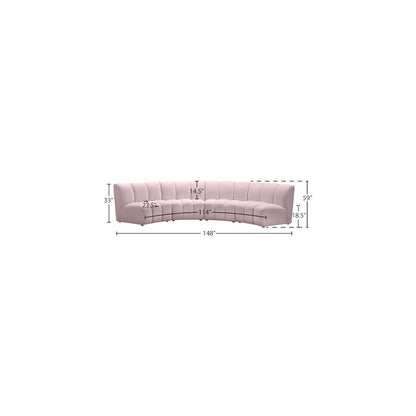 Infinity Pink Velvet 4pc. Modular Sectional