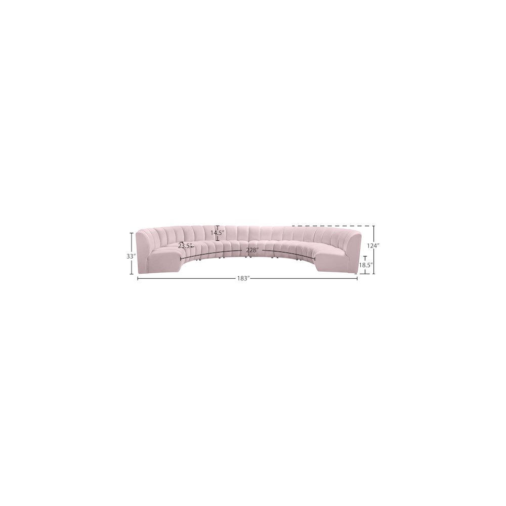 Infinity Pink Velvet 8pc. Modular Sectional