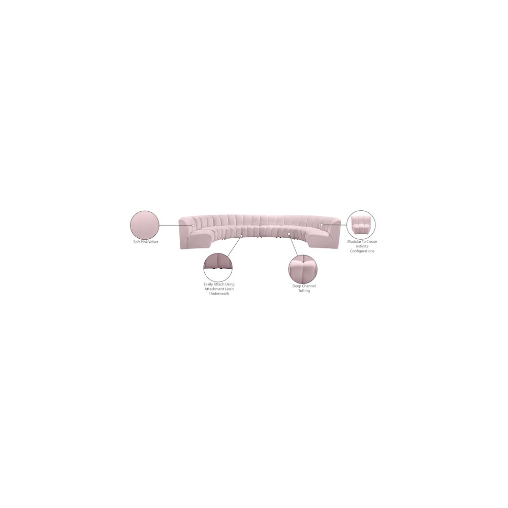 Infinity Pink Velvet 8pc. Modular Sectional