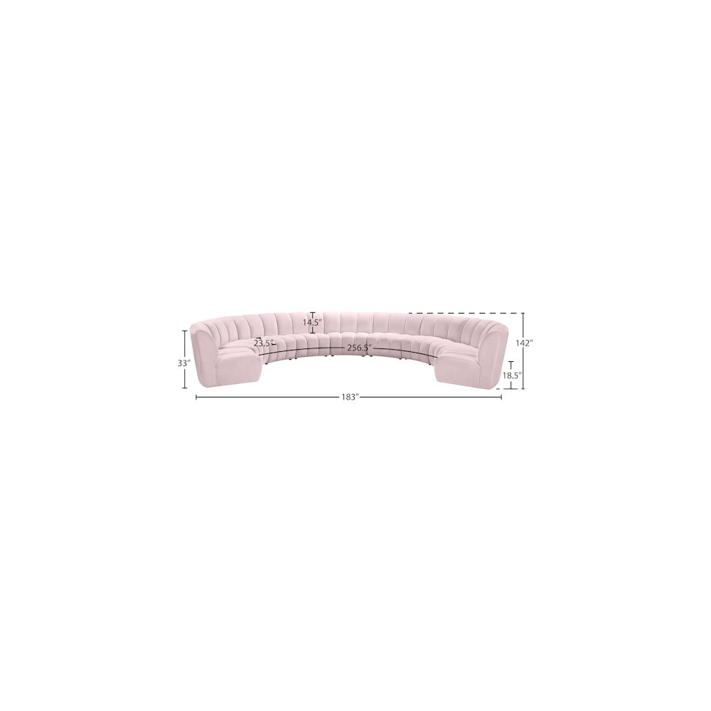 Infinity Pink Velvet 9pc. Modular Sectional