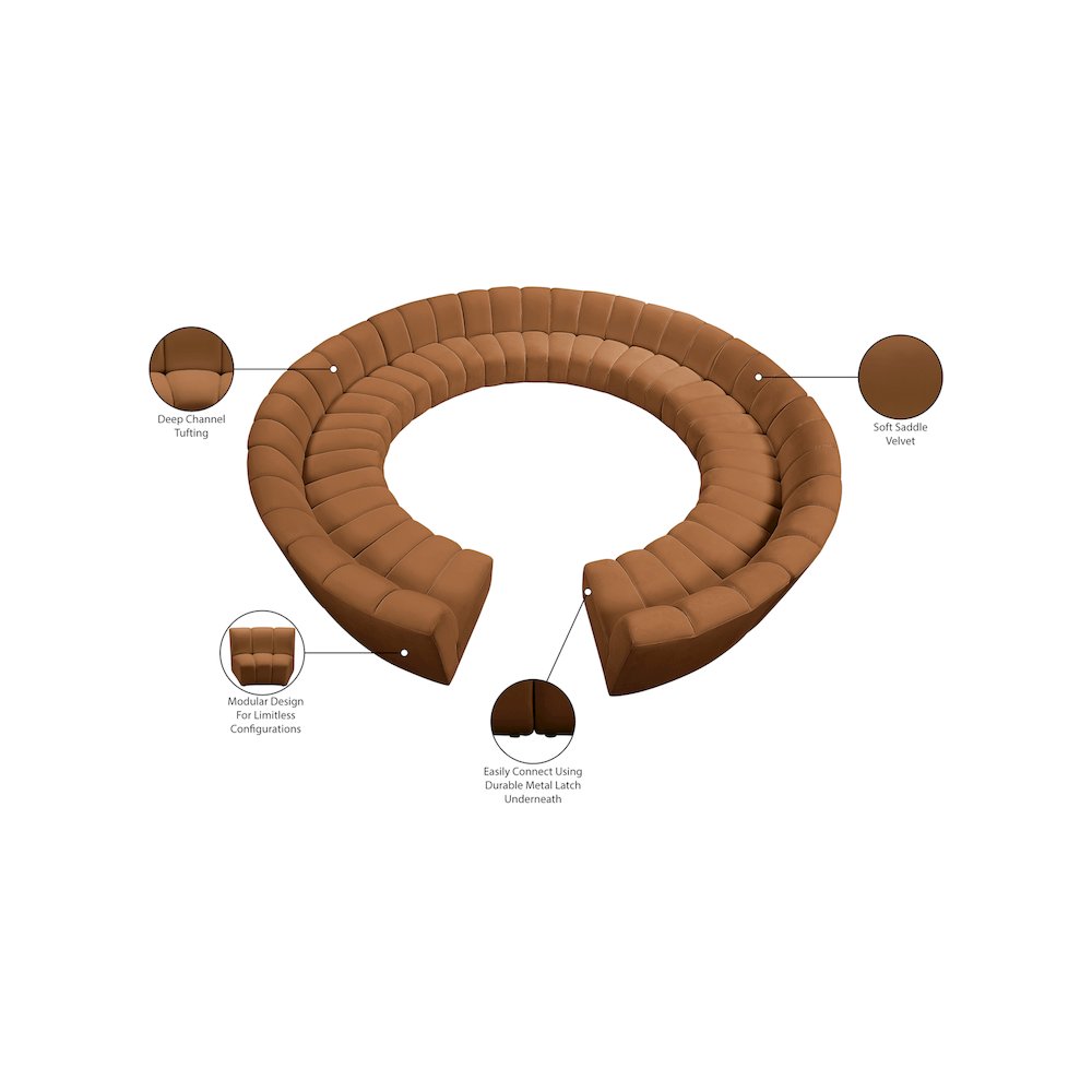 Infinity Saddle Velvet 12pc. Modular Sectional