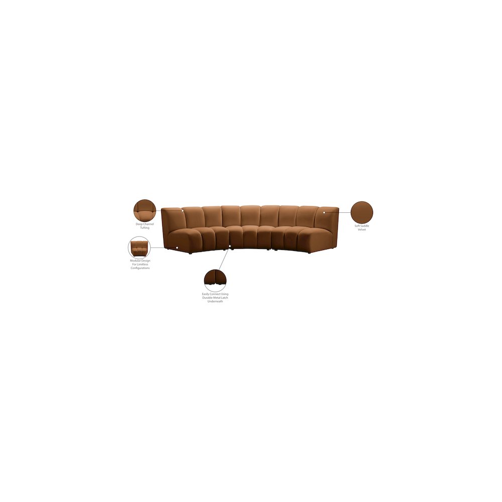 Infinity Saddle Velvet 3pc. Modular Sectional