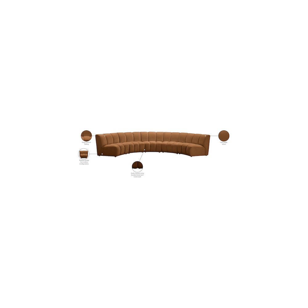 Infinity Saddle Velvet 5pc. Modular Sectional