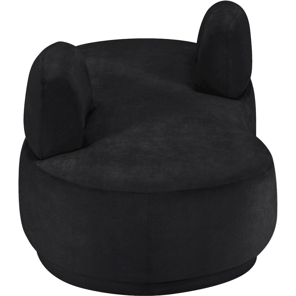 Argyle Black Chenille Fabric Chaise/Loveseat
