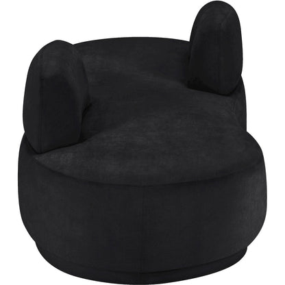 Argyle Black Chenille Fabric Chaise/Loveseat