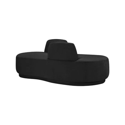 Argyle Black Chenille Fabric Chaise/Loveseat