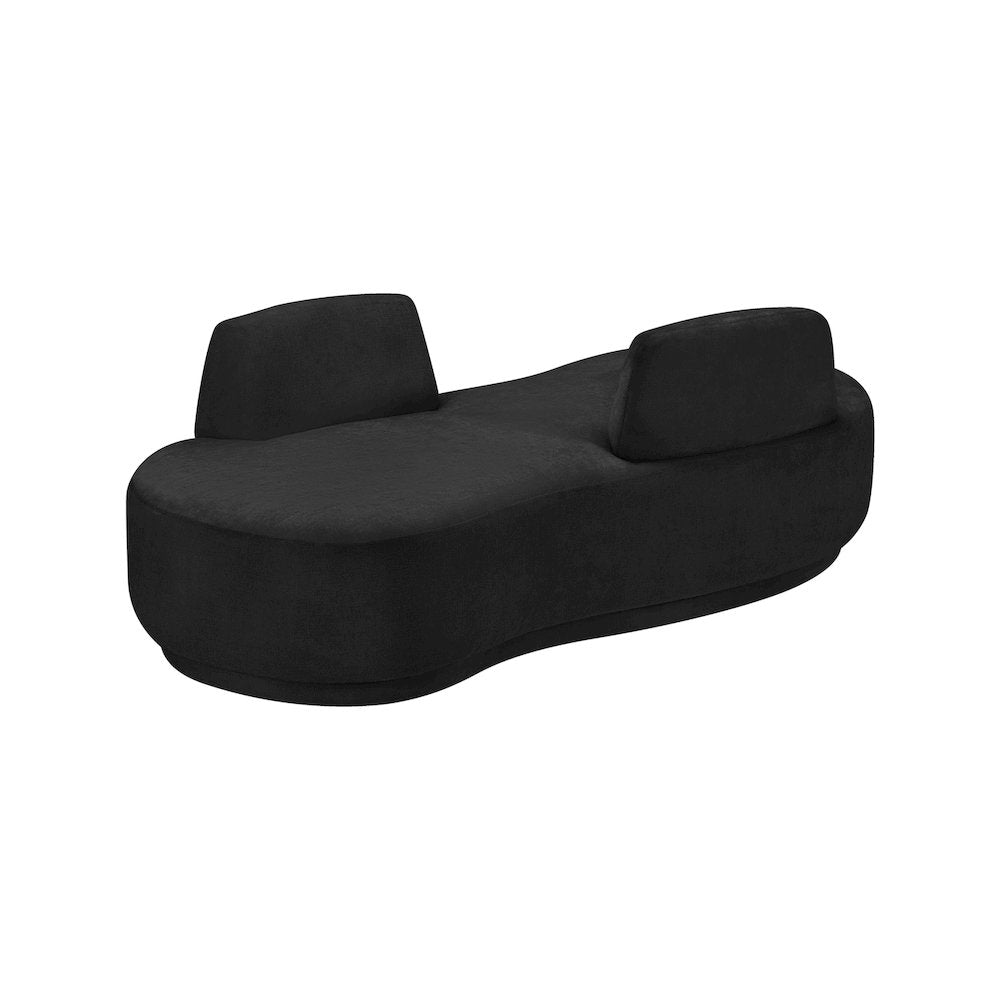 Argyle Black Chenille Fabric Chaise/Loveseat