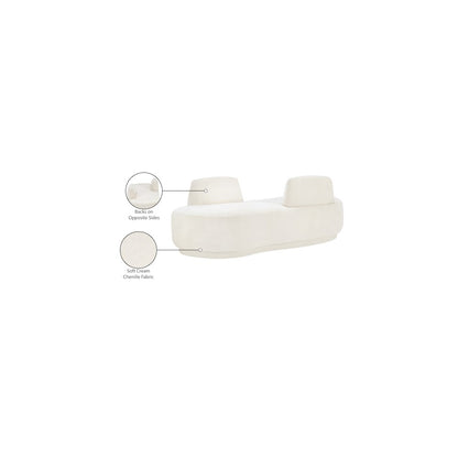 Argyle Cream Chenille Fabric Chaise/Loveseat
