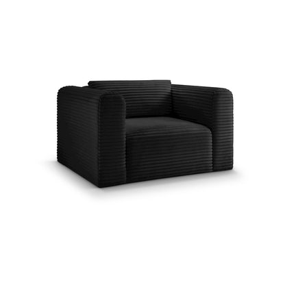 Shaggy Black Corduroy Performance Fabric Arm Chair