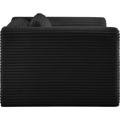 Shaggy Black Corduroy Performance Fabric Arm Chair