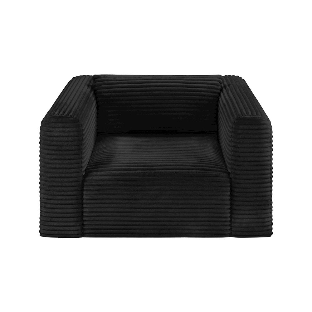 Shaggy Black Corduroy Performance Fabric Arm Chair