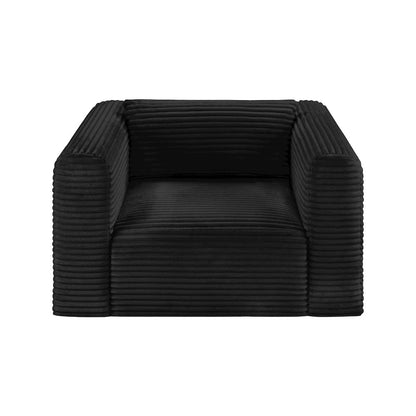 Shaggy Black Corduroy Performance Fabric Arm Chair