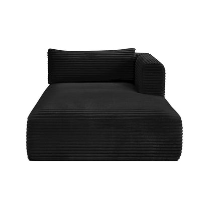 Shaggy Black Corduroy Performance Fabric Chaise