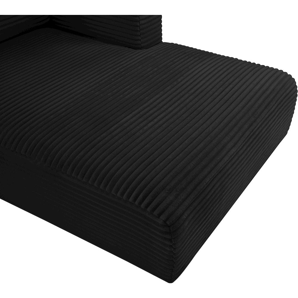 Shaggy Black Corduroy Performance Fabric Chaise
