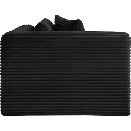 Shaggy Black Corduroy Performance Fabric Corner Chair