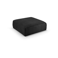 Shaggy Black Corduroy Performance Fabric Ottoman