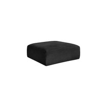 Shaggy Black Corduroy Performance Fabric Ottoman