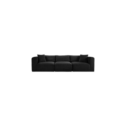 Shaggy Black Corduroy Performance Fabric Modular Sofa