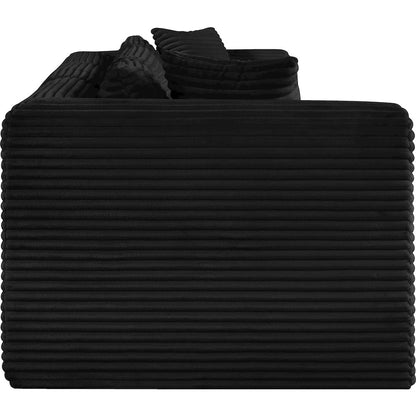 Shaggy Black Corduroy Performance Fabric Modular Sofa