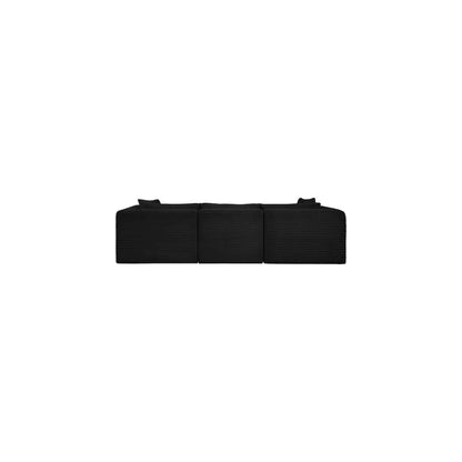 Shaggy Black Corduroy Performance Fabric Modular Sofa