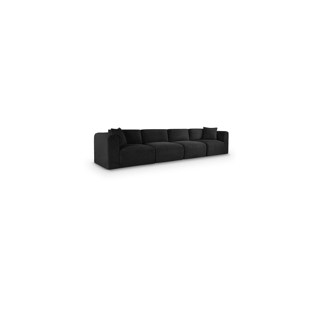 Shaggy Black Corduroy Performance Fabric Modular Sofa