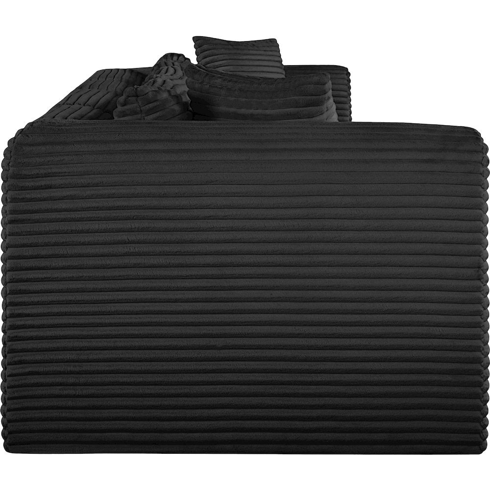 Shaggy Black Corduroy Performance Fabric Modular Sofa