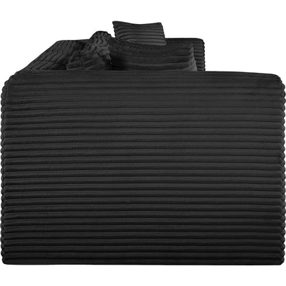 Shaggy Black Corduroy Performance Fabric Modular Sofa