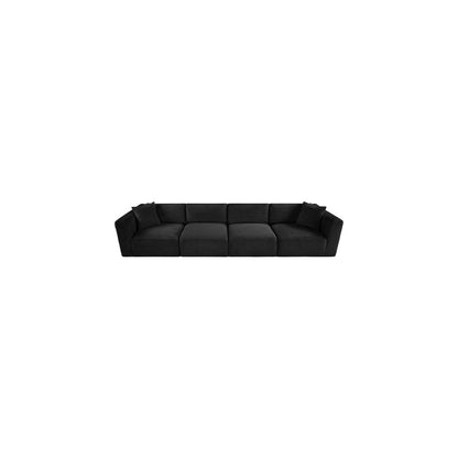 Shaggy Black Corduroy Performance Fabric Modular Sofa