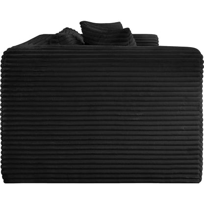 Shaggy Black Corduroy Performance Fabric Modular Sofa
