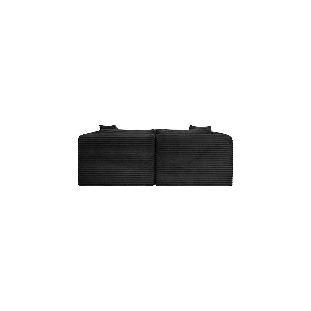 Shaggy Black Corduroy Performance Fabric Modular Sofa